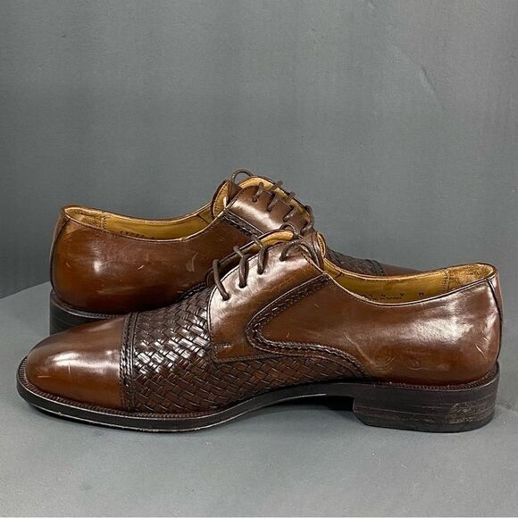 PRINCIPE Brown leather Basket Weave Oxfords mens size 9 main image 7